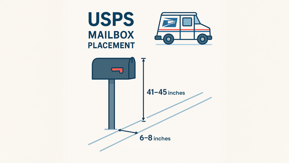 Visual diagrams showing proper USPS height and distance requirements can help ensure correct installation positioning.