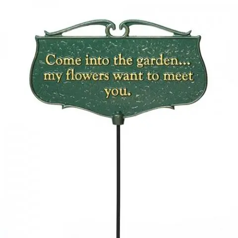 Whitehall Come Into the Garden Garden Sign (Green/Gold)