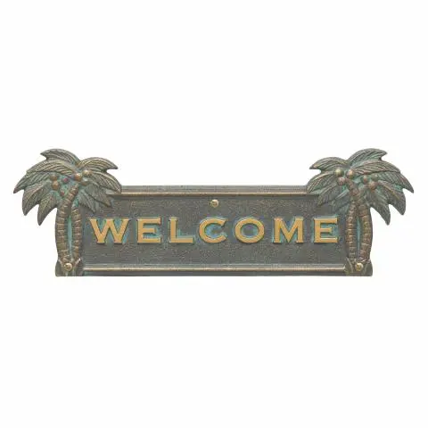 Palm Tree Welcome Plaque - Bronze with Verdigris