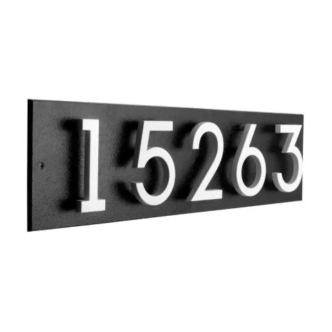 Whitehall Floating Stand-off 5-Number Horizontal Plaque Modern House Numbers with Sleek Aluminum Backplate & Enhanced Visibility