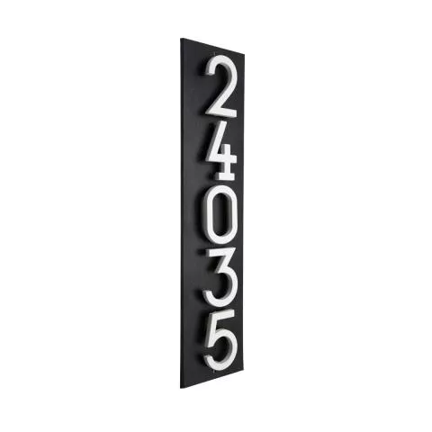 Whitehall Floating Stand-off 5-Number Vertical Plaque Modern House Numbers with Sleek Aluminum Backplate & Enhanced Visibility