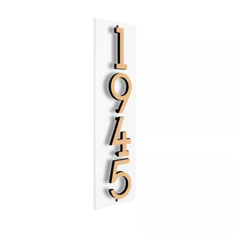 Whitehall Floating Stand-off 4-Number Vertical Plaque Modern House Numbers with Sleek Aluminum Backplate & Enhanced Visibility