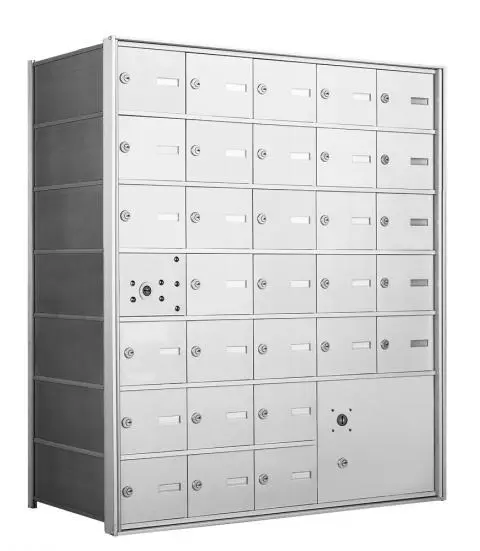 4B+ Front-Loading Horizontal Mailboxes in Anodized Aluminum Finish - 30 Tenant Doors and 1 Parcel Locker