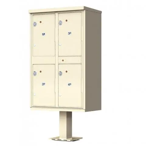 Florence USPS Cluster Mailbox with 4 Parcel Lockers, Pedestal Included