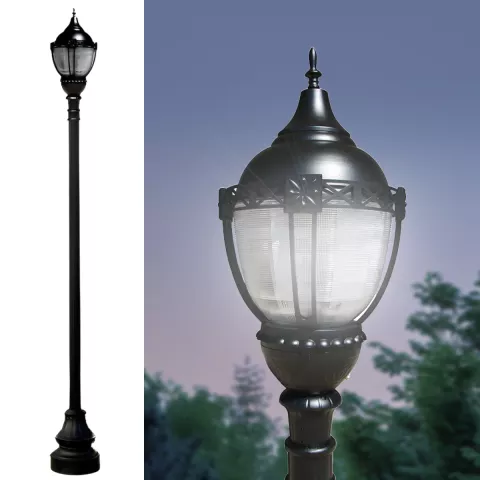 Premier Municipal Quality LED Street Light Fixture, Pole, and Pedestal Combo
