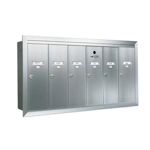 6 Compartment Fully Recessed Vertical Replacement Mailboxes- Anodized Aluminum
