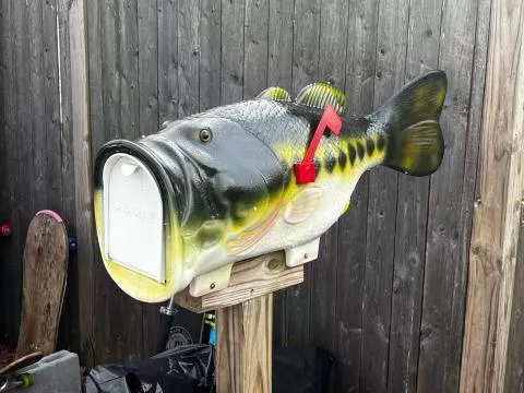 Rivers Edge Bass V2 Mailbox  Hand-Painted Largemouth Bass Mailbox