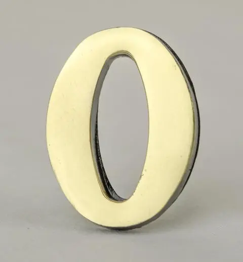 2 Inch Brass Number Zero with Self Adhesive Back