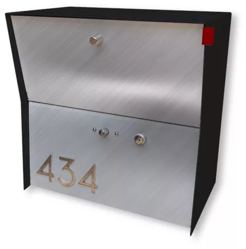 Tedstuff RetroBox Locking Small Package Wall Mounted Mailbox in Jet Black