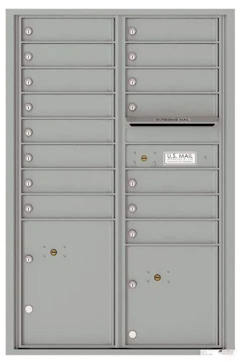 Florence 4C Horizontal Mailbox - 15 Doors, 2 Parcel Lockers - 13 Doors High USPS Access