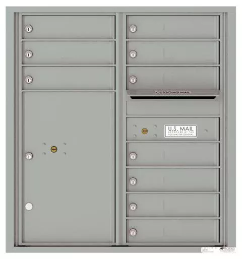 Florence 4C Horizontal Mailbox - 10 Doors, 1 Parcel Locker - 9 Doors High USPS Access