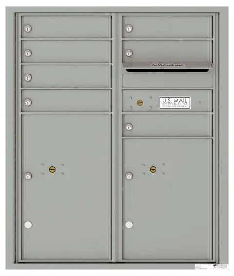 Florence 4C Horizontal Mailbox - 7 Doors, 2 Parcel Lockers - ADA Compliant Max Height USPS Access