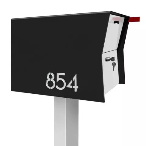 The Retrobox Locking Package Dropbox in JET BLACK - Modern Post Mounted Mailbox