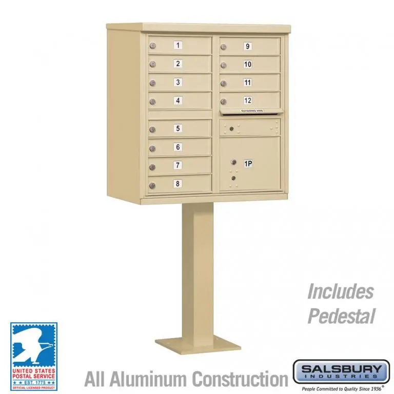 Salsbury Cluster Box Unit with 12 Doors and 1 Parcel Locker with USPS Access – Type II