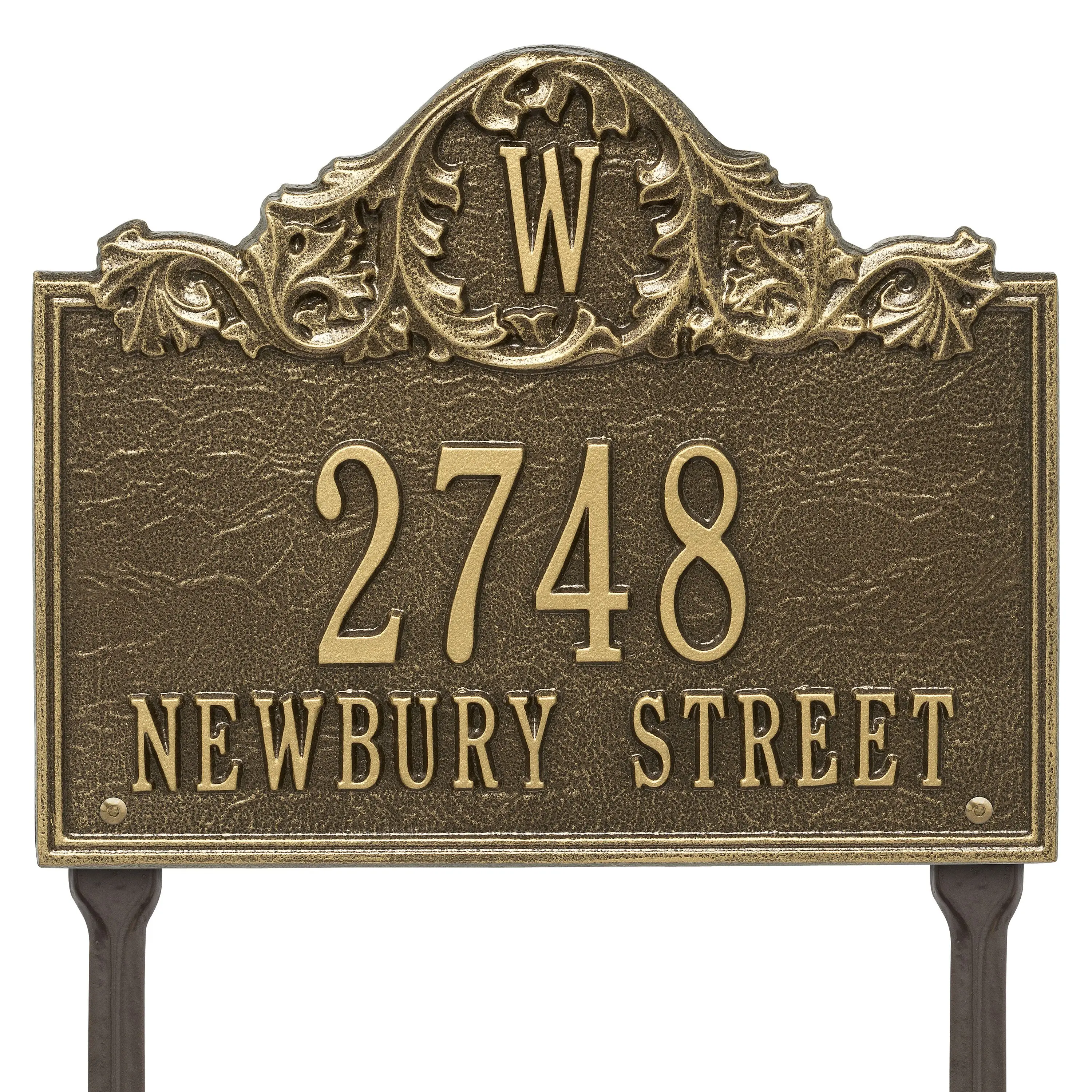 Personalized Acanthus Monogram Plaque - Lawn - 3 Line 