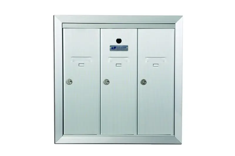 3 Compartment Fully Recessed Vertical Replacement Mailboxes - Anodized Aluminum