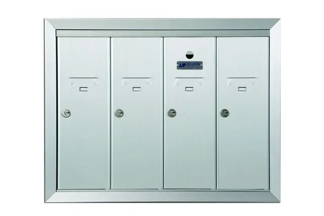 4 Compartment Fully Recessed Vertical Replacement Mailboxes- Anodized Aluminum