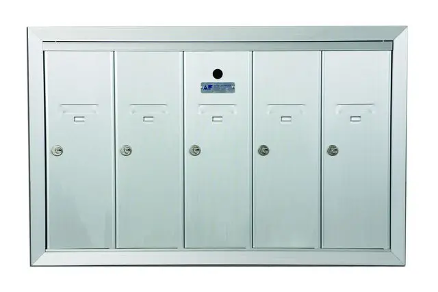 5 Compartment Fully Recessed Vertical Replacement Mailboxes- Anodized Aluminum