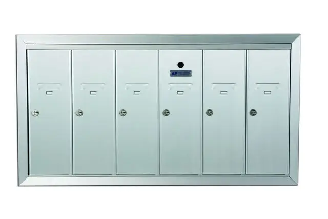 6 Compartment Fully Recessed Vertical Replacement Mailboxes- Anodized Aluminum