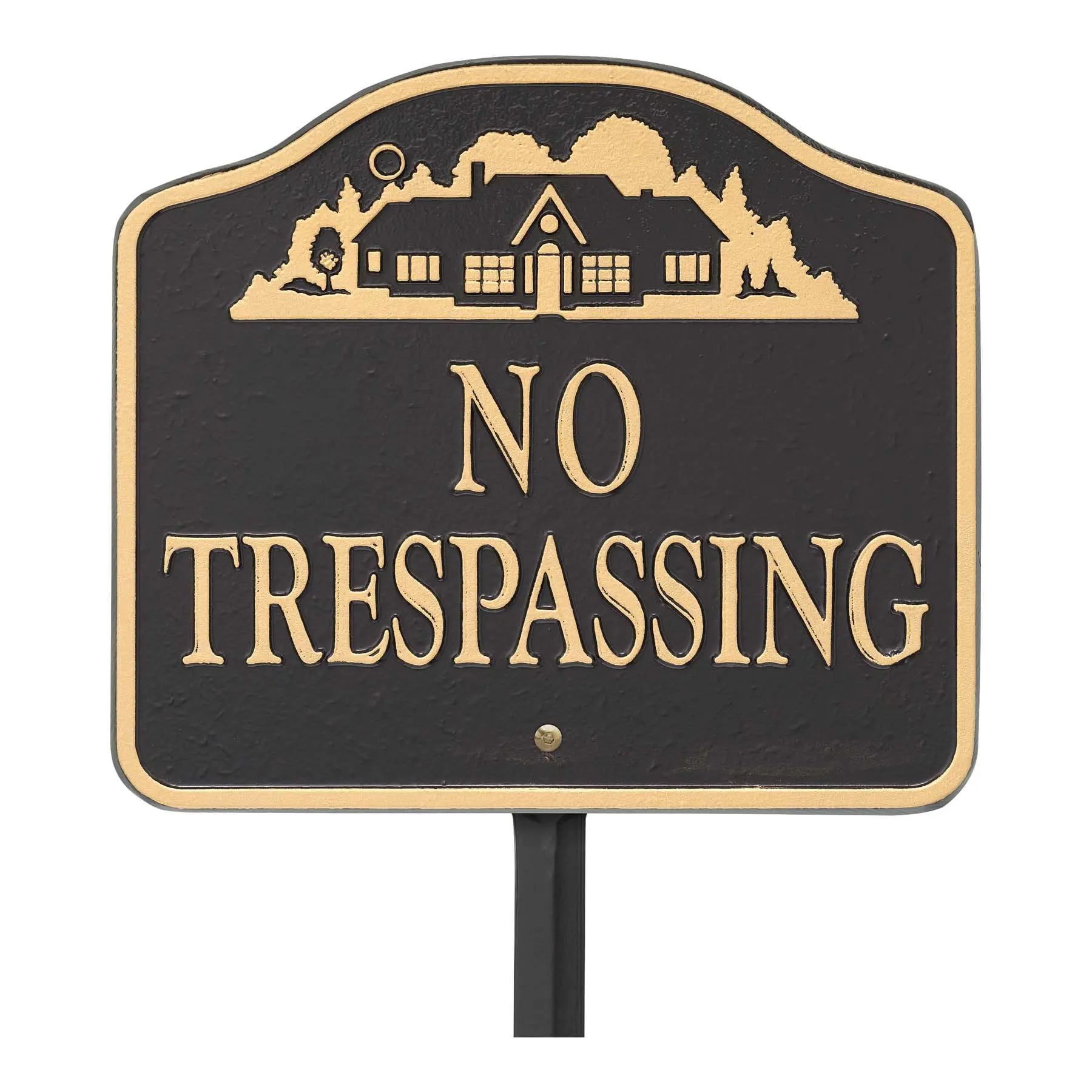 Whitehall No Trespassing w/ House Logo - Wall/Lawn - Black/Gold