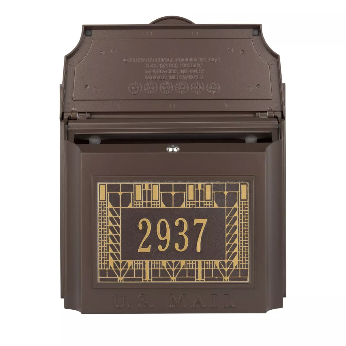 Whitehall Wall Mailbox With Frank Lloyd Wright Tree Of Life Plaque Personalized
