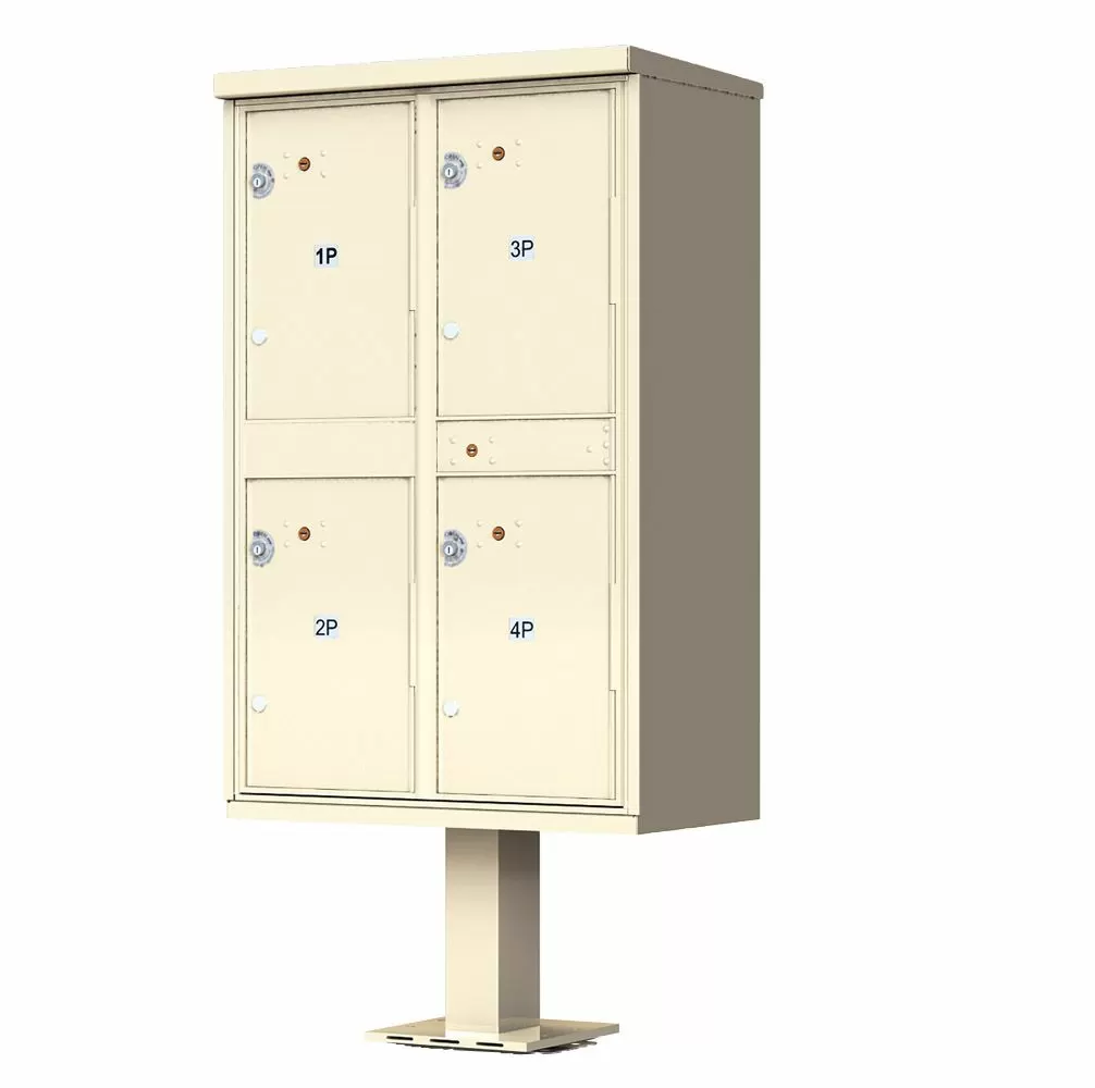 Cluster Mailbox CBU with 4 Parcel Lockers, Pedestal Included, by Florence - USPS Approved