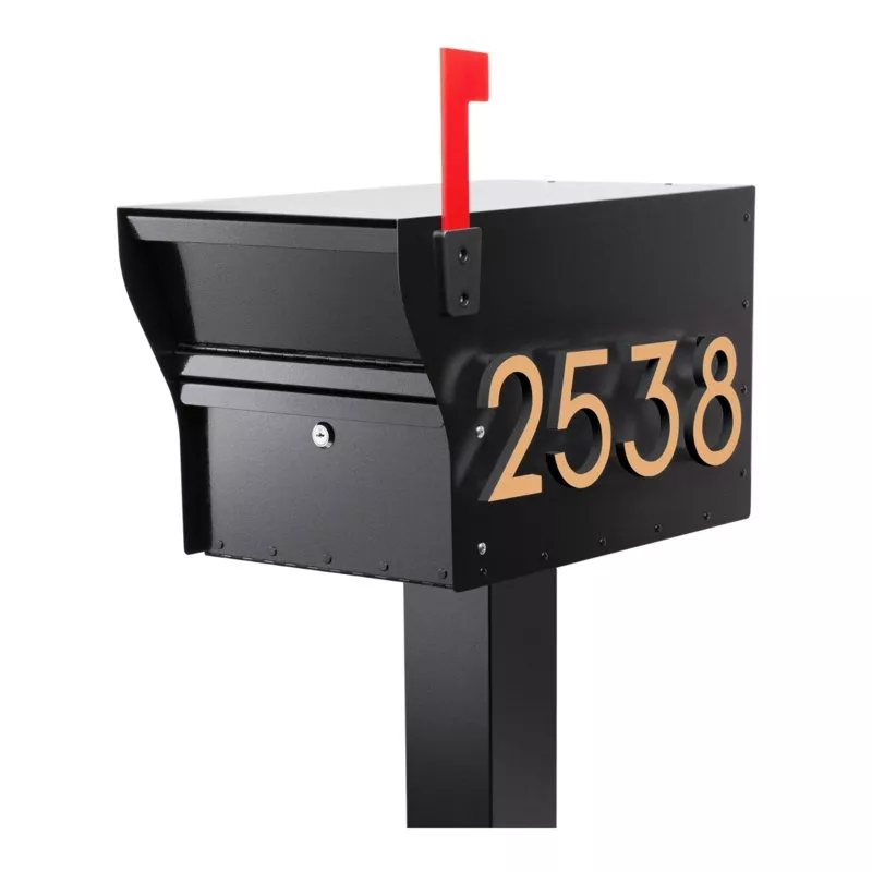 ポスト　メイルボックス Whitehall MailVault Modern Square Locking Mailbox with Post & Numbers