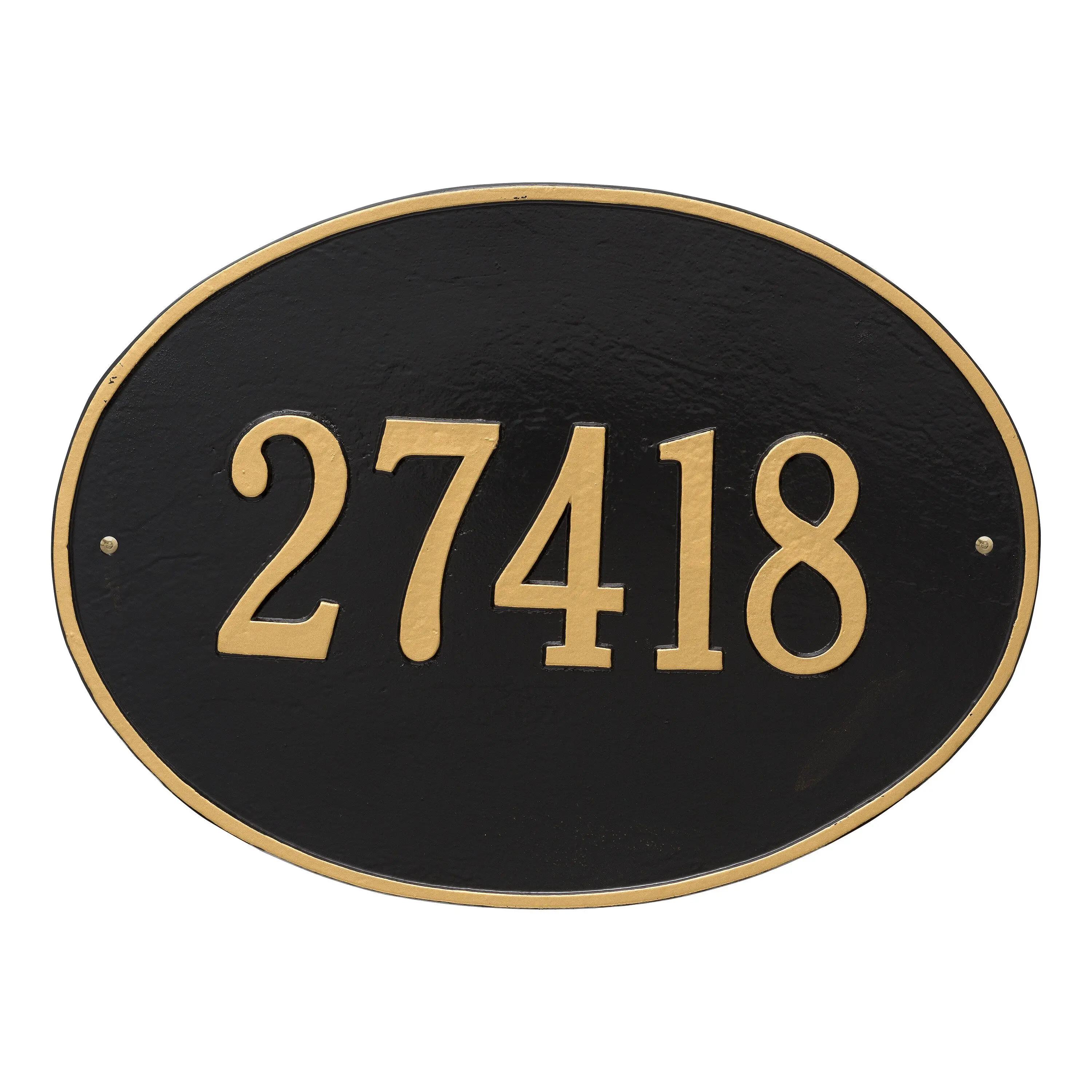 Whitehall Hawthorne Oval - Estate Wall - One Line Address Plaque ( Black/Gold)