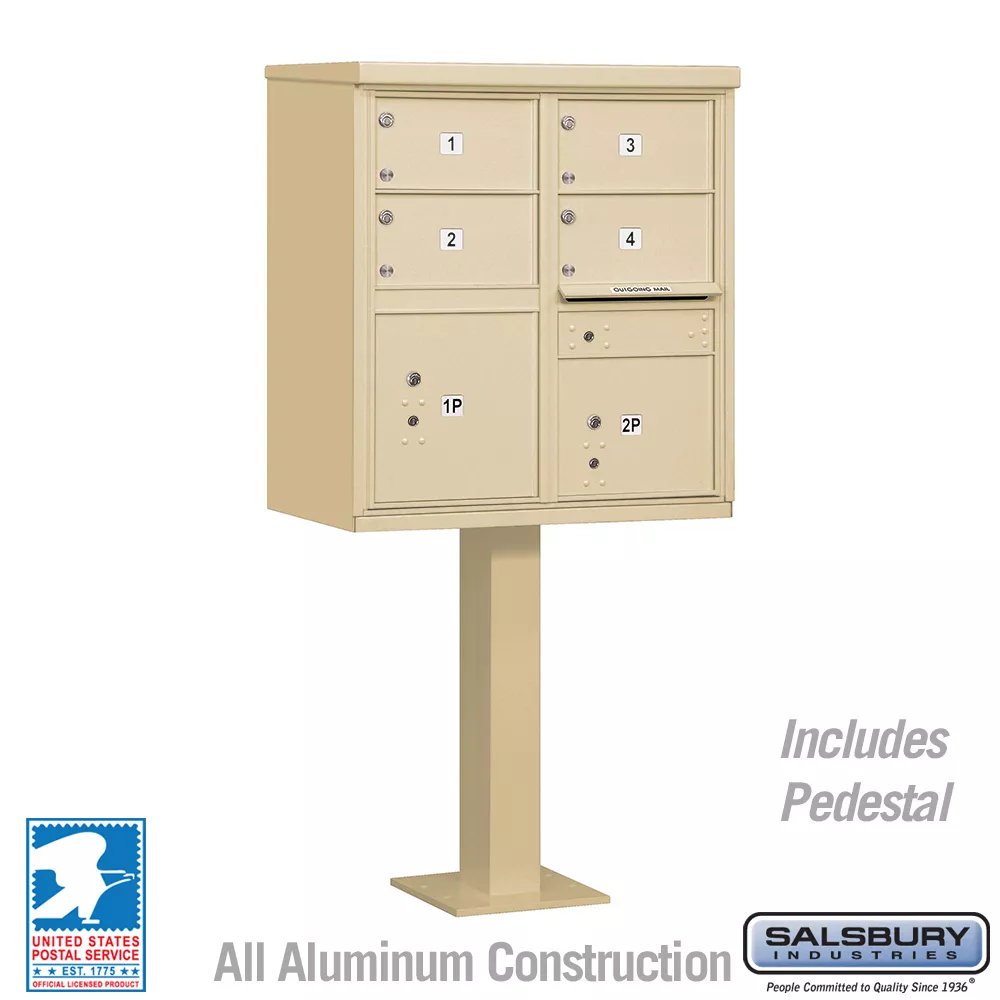 Salsbury Cluster Box Unit with 4 Doors and 2 Parcel Lockers with USPS Access – Type V