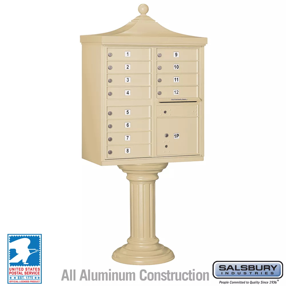 Salsbury Regency Decorative Cluster Box Unit with 12 Doors and 1 Parcel Locker with USPS Access – Type II