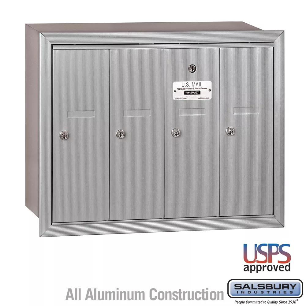 Salsbury Vertical Mailbox - 4 Doors Recessed Mounted - USPS Access
