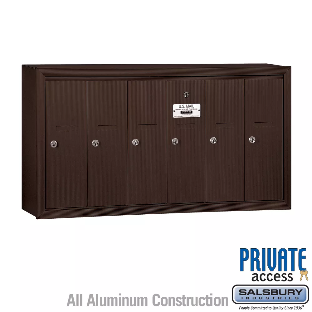 Salsbury Vertical Mailbox (Includes Master Commercial Lock) - 6 Doors - Surface Mounted - Private Access