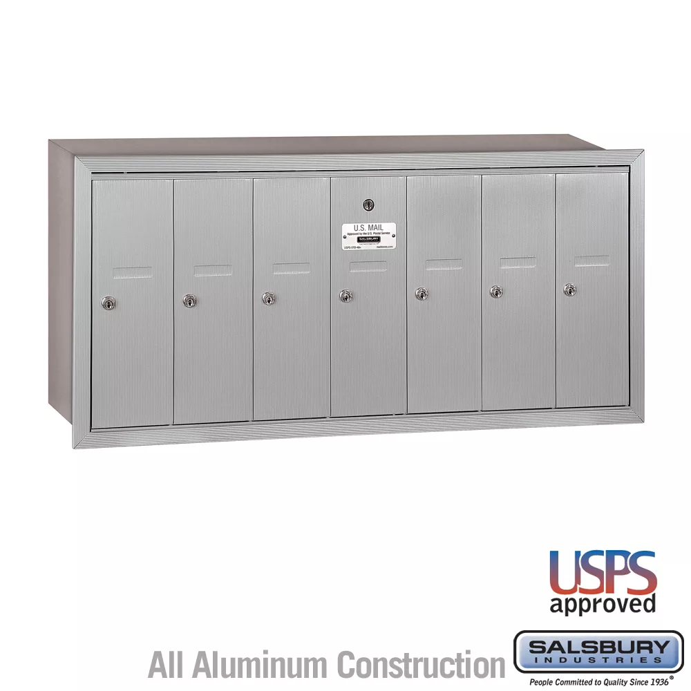 Salsbury Vertical Mailbox - 7 Doors Recessed Mounted - USPS Access