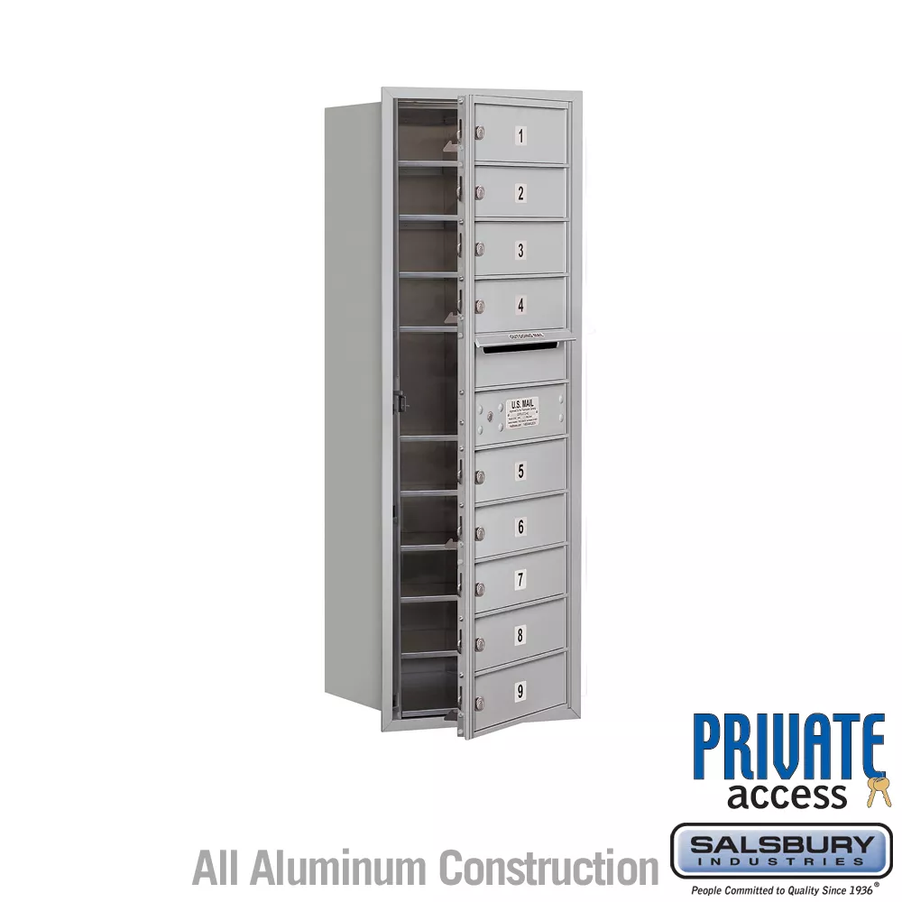 Salsbury 11 Door High Recessed Mounted 4C Horizontal Mailbox with 9 Doors with Private Access - Front Loading