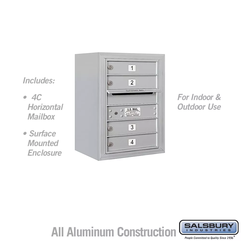 Salsbury 6 Door High Surface Mounted 4C Horizontal Mailbox with 4 Doors with USPS Access