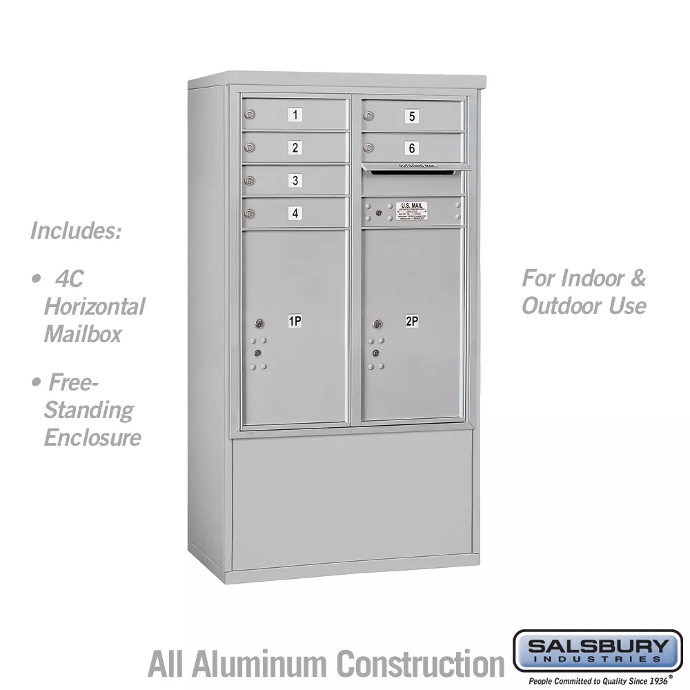 Salsbury 10 Door High Free-Standing 4C Horizontal Mailbox with 6 Doors and 2 Parcel Lockers with USPS Access