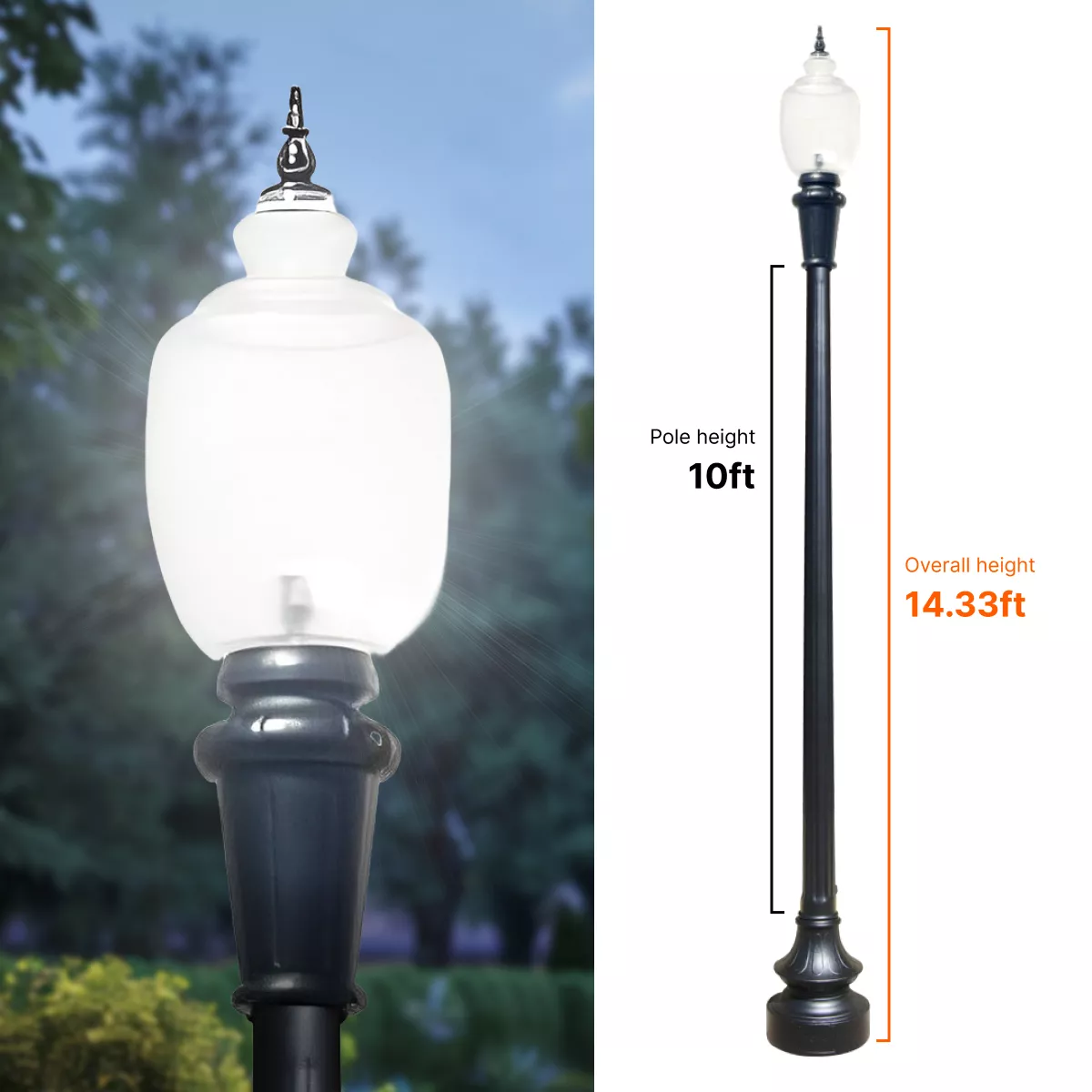 Decorative Outdoor LED Street Light Package with 10 ft Pole