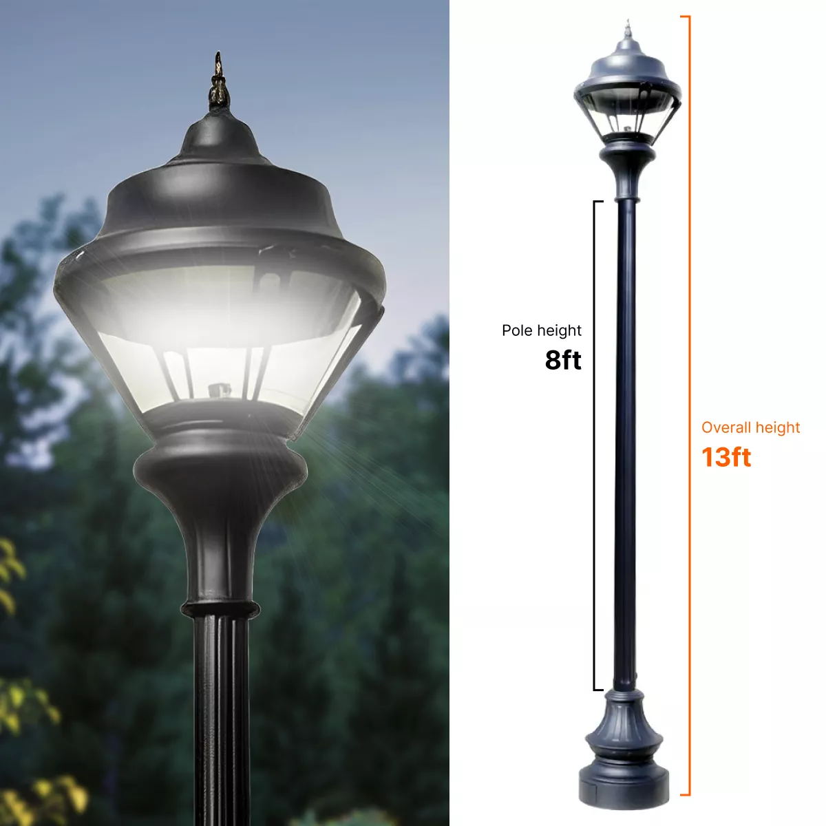 Traditional Outdoor LED Street Light Fixture with 8 ft Pole