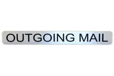 Label for Outgoing Mail Hood - Silver Adhesive with Black Lettering 'Outgoing Mail'
