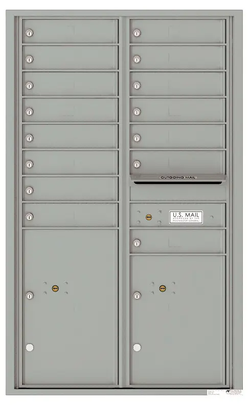 Florence 4C Horizontal Mailbox - 15 Doors, 2 Parcel Lockers - 14 Doors High USPS Access