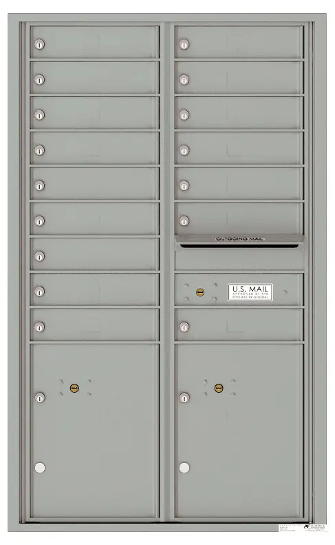 Florence 4C Horizontal Mailbox - 16 Doors, 2 Parcel Lockers - 14 Doors High USPS Access