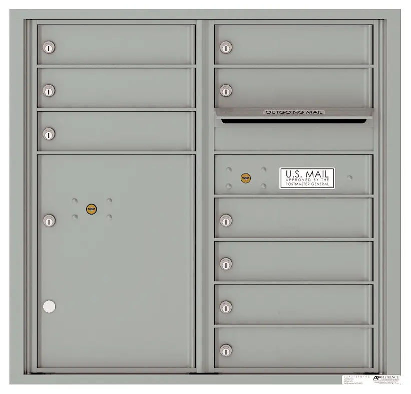 Florence 4C Horizontal Mailbox - 9 Doors, 1 Parcel Locker - 8 Doors High USPS Access