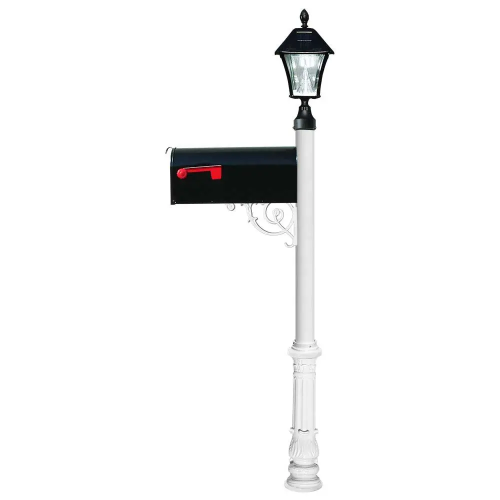 Qualarc Lewiston Mailbox with Lantern lpst-700-e1-sl-wht