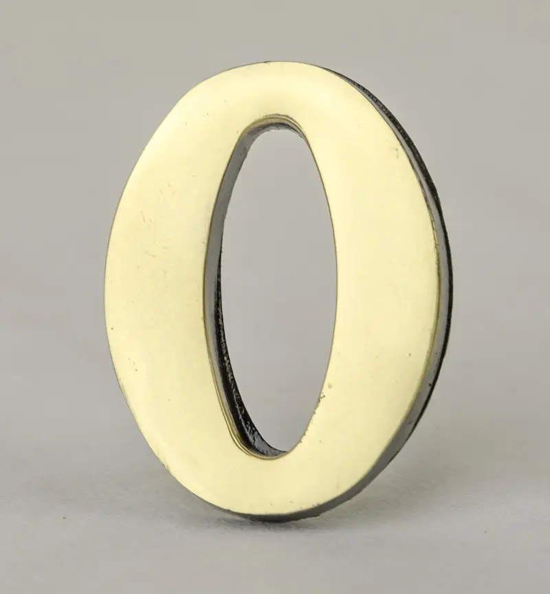 2 Inch Brass Number Zero with Self Adhesive Back