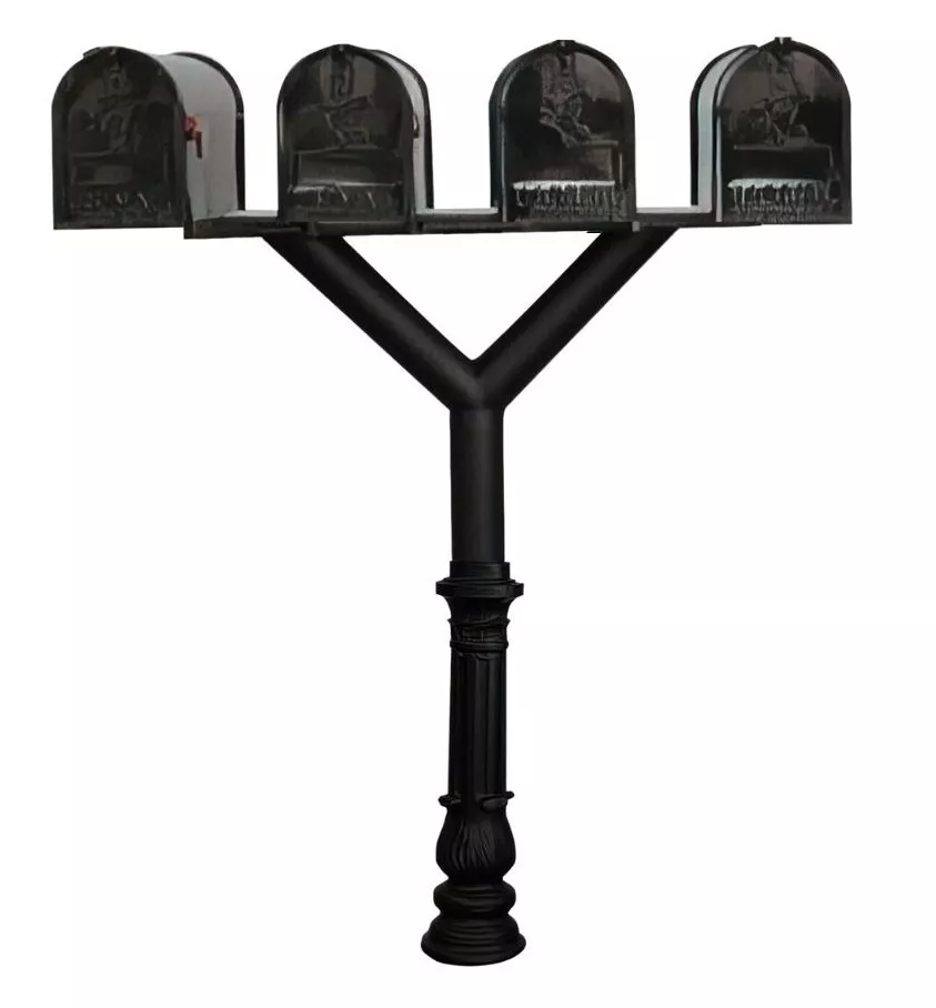 Penfield Quad “Y” Mailbox Post with Base 7 | 4 Economy Mailboxes