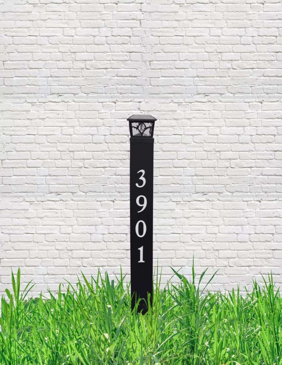 Imperial Cast Aluminum Reflective Yard Marker with Solar Lighting