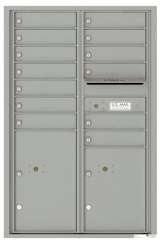 Florence 4C Horizontal Mailbox - Front Loading - 13 Tenant Doors, 2 Parcel Lockers - 13 Doors High - USPS Access