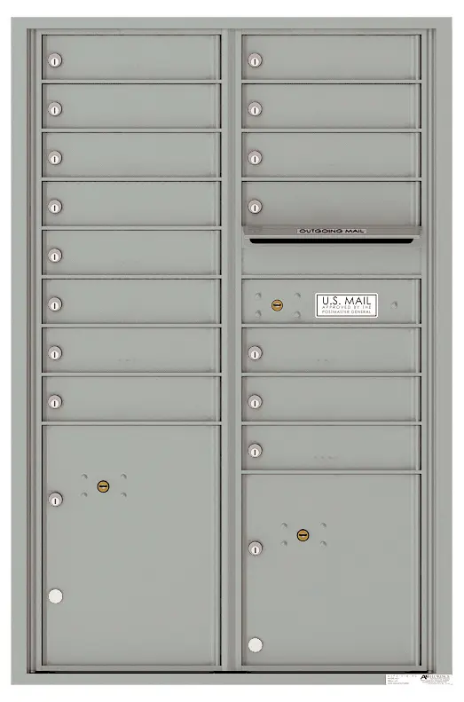Florence 4C Horizontal Mailbox - 15 Doors, 2 Parcel Lockers - 13 Doors High USPS Access