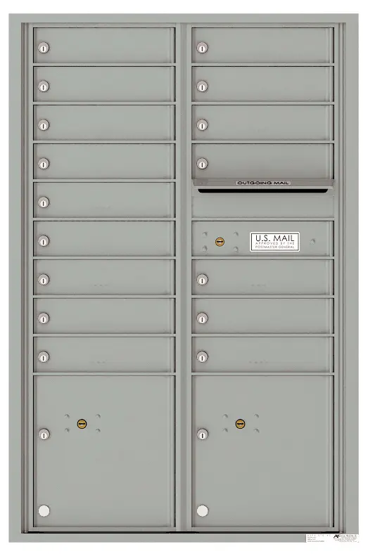 Florence 4C Horizontal Mailbox - 16 Doors, 2 Parcel Lockers - 13 Doors High USPS Access