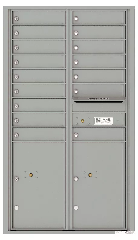 Florence 4C Horizontal Mailbox - 16 Doors, 2 Parcel Lockers - 15 Doors High USPS Access